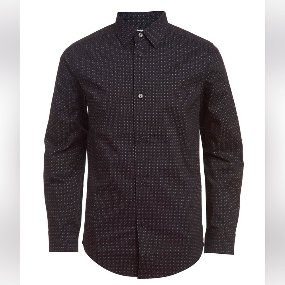Calvin Klein Kids Metallic Black Patterned Button Down Shirt NEW, Boys Sz 18